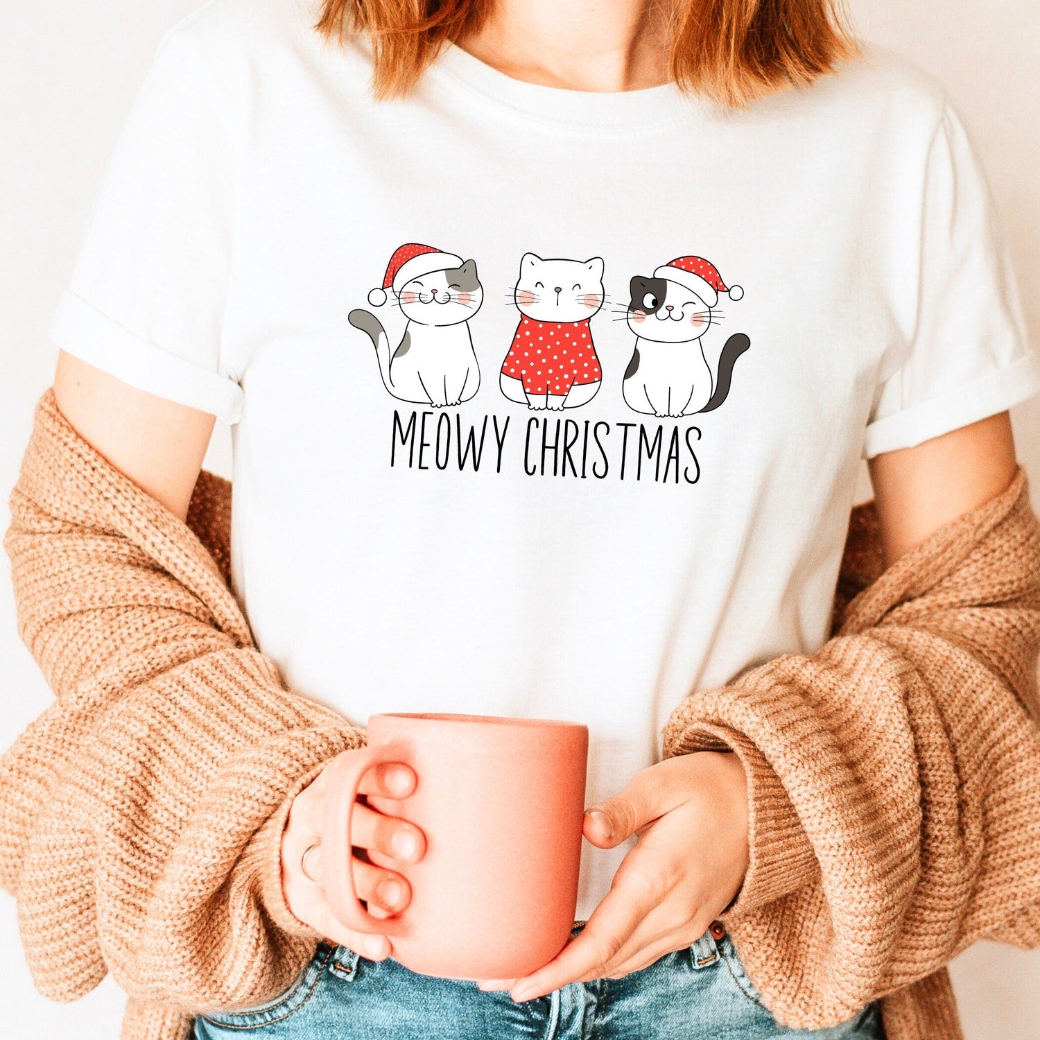 Cat Christmas Shirt - Meowy Christmas Gift for Cat Lover Owner