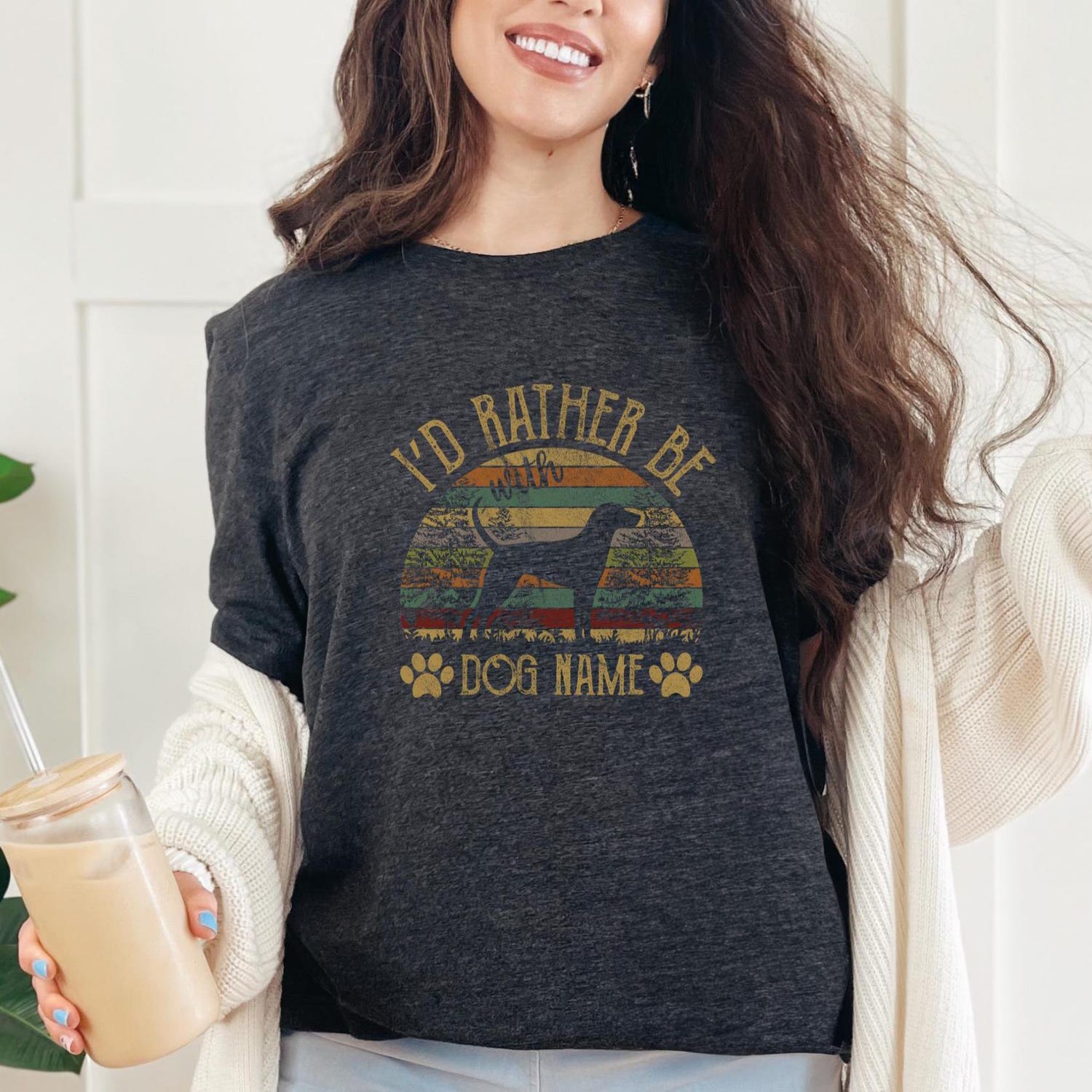 Coonhound Shirt with Custom Dog Name | Coonhound  Dog Mom T-Shirt | I'd Rather Be Dog Shirt, Coonhound Shirt for Dog Lover, Dog Mama T-shirt