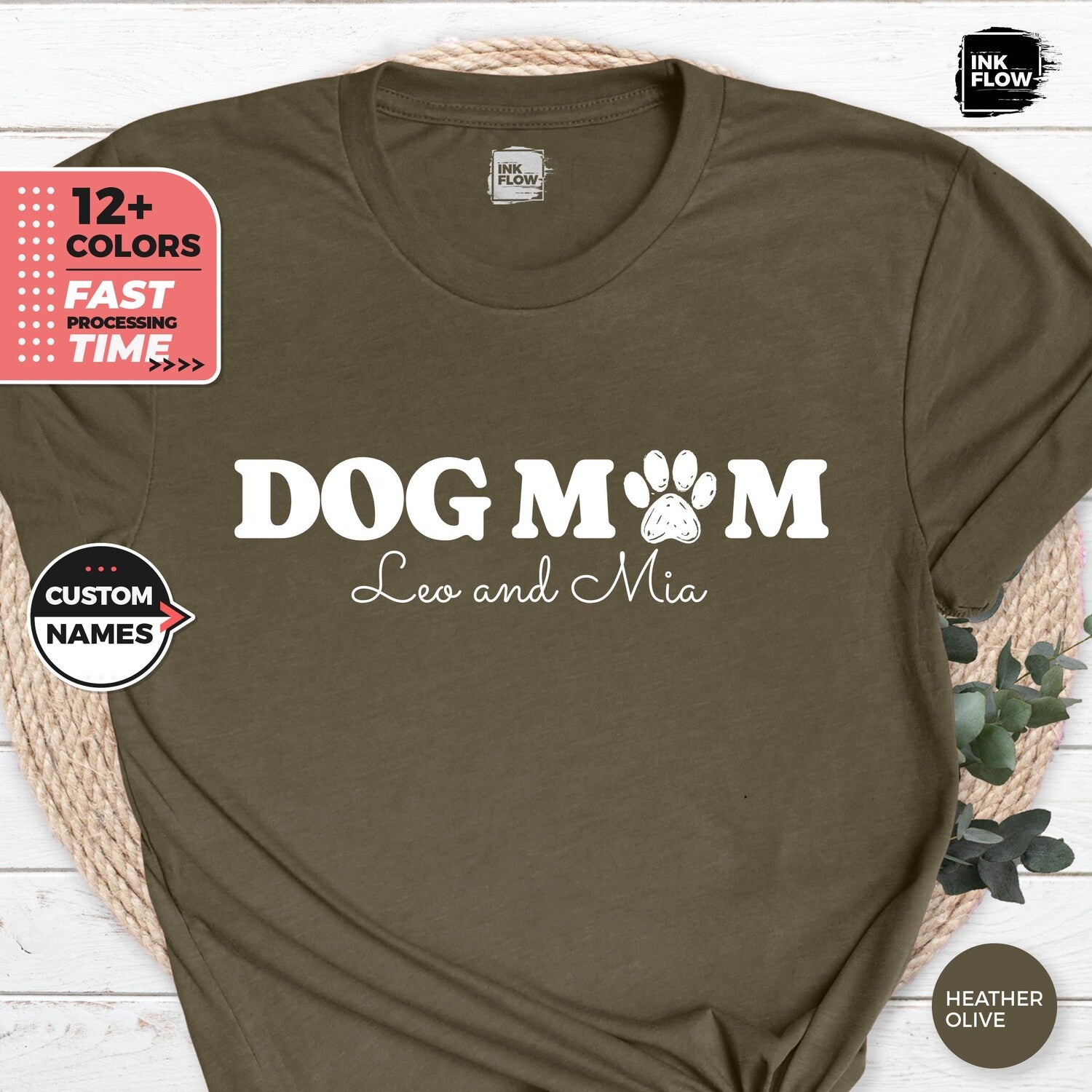 Custom Dog Mama T-Shirt with Pet Names, Dog Mom T-Shirt, Dog Lover Gift, Dog Momma Shirt, Custom Crewneck T-Shirt, Mom Pet Lover Gift