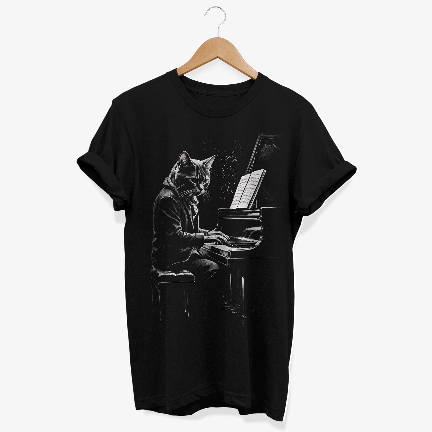 Cat Playing Piano T-Shirt | Music Lover Gift | Funny Animal Tee