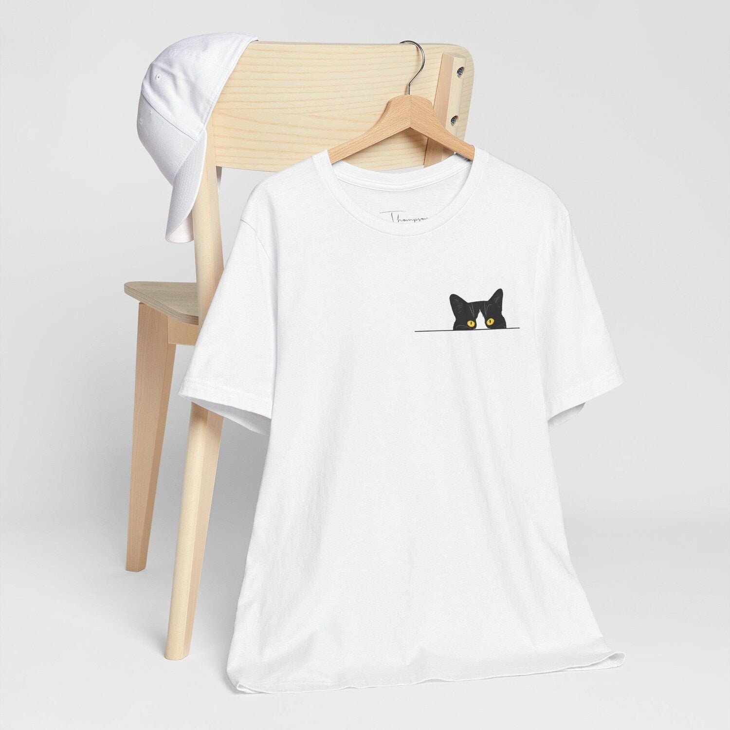 Peeking Tuxedo Cat Tee, Cute Cat Lovers Shirt, Cat Graphic Tee, Unisex Animal Print T-shirt, Funny Cat Gift, Kitty Lover Shirt
