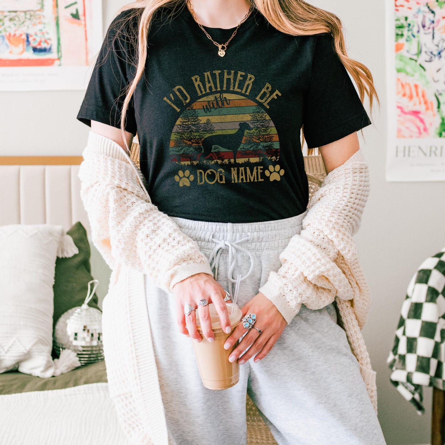 Greyhound Shirt with Custom Dog Name | Greyhound Dog Mom T-shirt | I'd Rather Be Dog Shirt, Greyhound Shirt for Dog Lover, Dog Dad Shirt