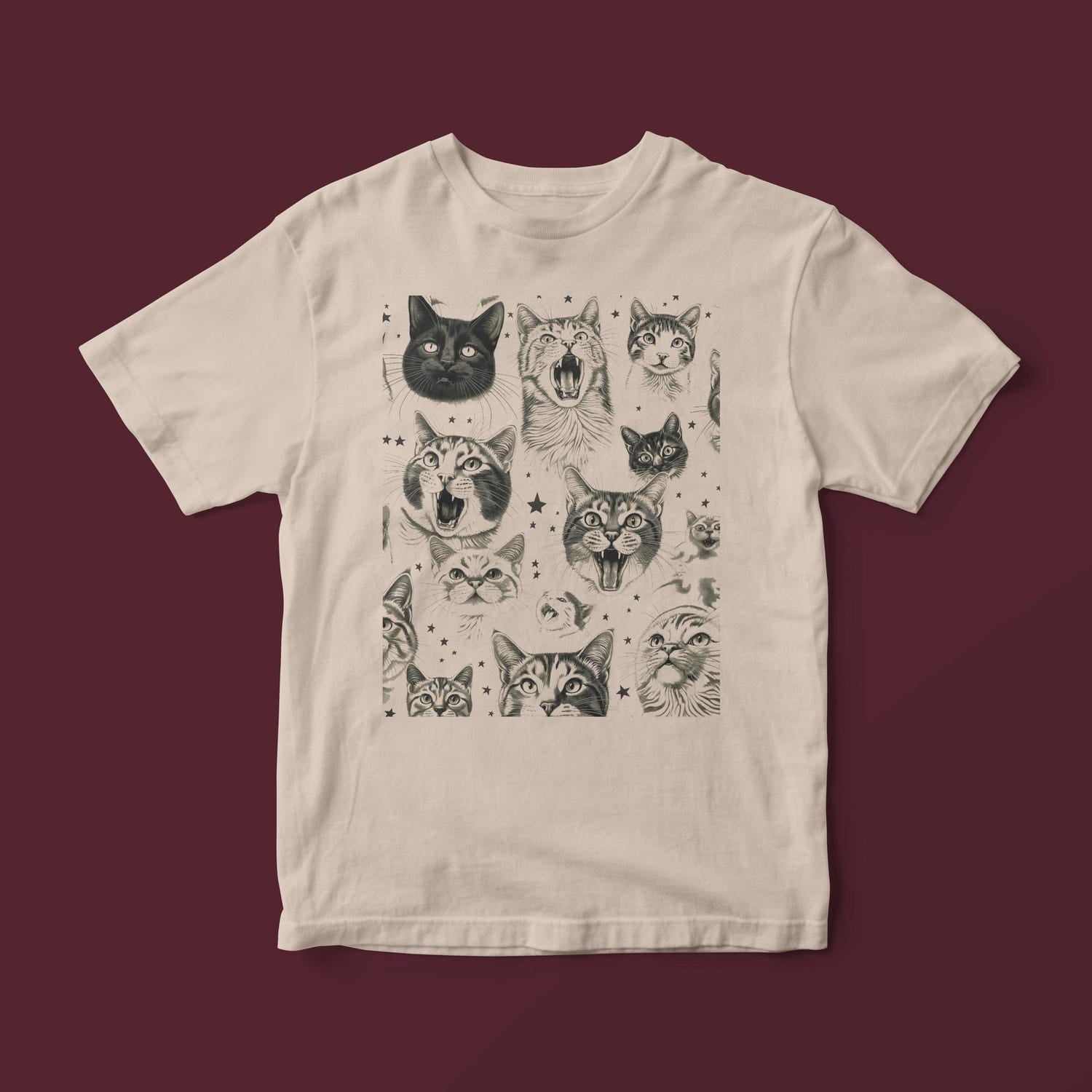 Vintage Cat T-Shirt - Cute Kittens & Multiple Cats Lover Gift Tee