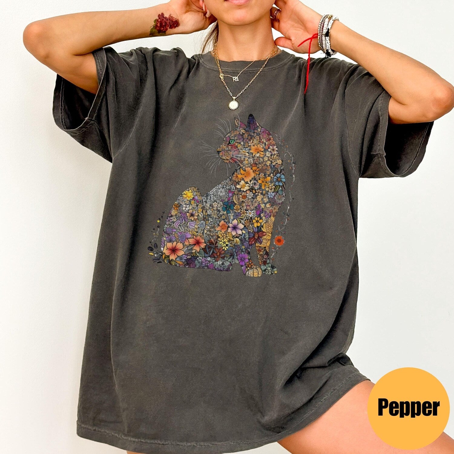 Floral Cat Mom Shirt - Purrfect Cat Lover Tee, Gift for Mom & Dad