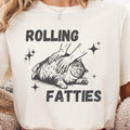 Rolling Fatties Cat TShirt cat themed gifts Funny Cat Graphic Shirt Funny Cannabis Tshirt Cute Cat Tee Fat Cat Meme Shirts Gift for Cat Mom