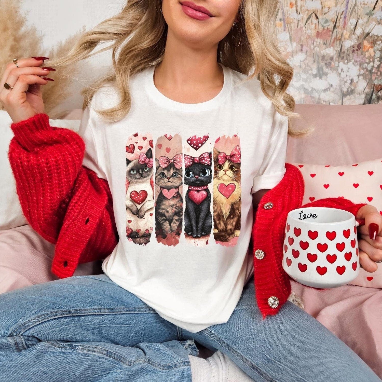 Valentine Cat Shirt - Meowy Valentine Cute Cat Tee for Cat Lovers