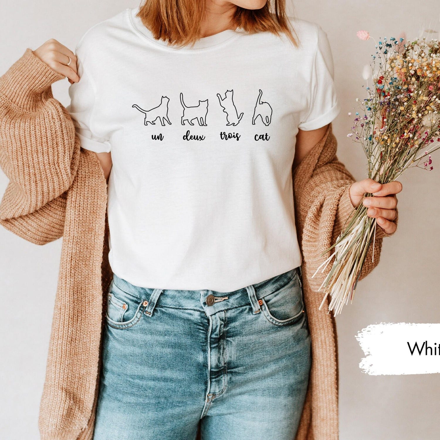 Un Deux Trois Cat Tshirt, One Two Three Shirts, Cat Dad Gift, Cat Mom Tshirts, Cute Cat T-Shirt, Cat T Shirt, Cat Owner Tee, Cat Gifts
