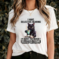 I Have Selective Hearing T-Shirt, Funny Black Cat with Glasses and Coffee Graphic Tee, Sassy Humor Design, Unique Cat Lover Gift