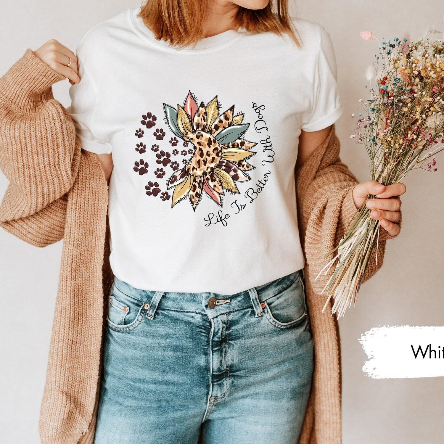 Sunflower Dog Mom Shirt, Dog Mom Gift, Dog Mom TShirt, Dog Mama Shirt, Fur Mom Shirts, Dog Paw Shirt, Dog Lover Shirt, Dog Lover Gift