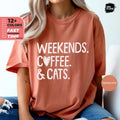 Comfort Colors Cat Coffee Tee | Funny Cat Lover T-Shirt Gift for Cat Mom & Coffee Addicts