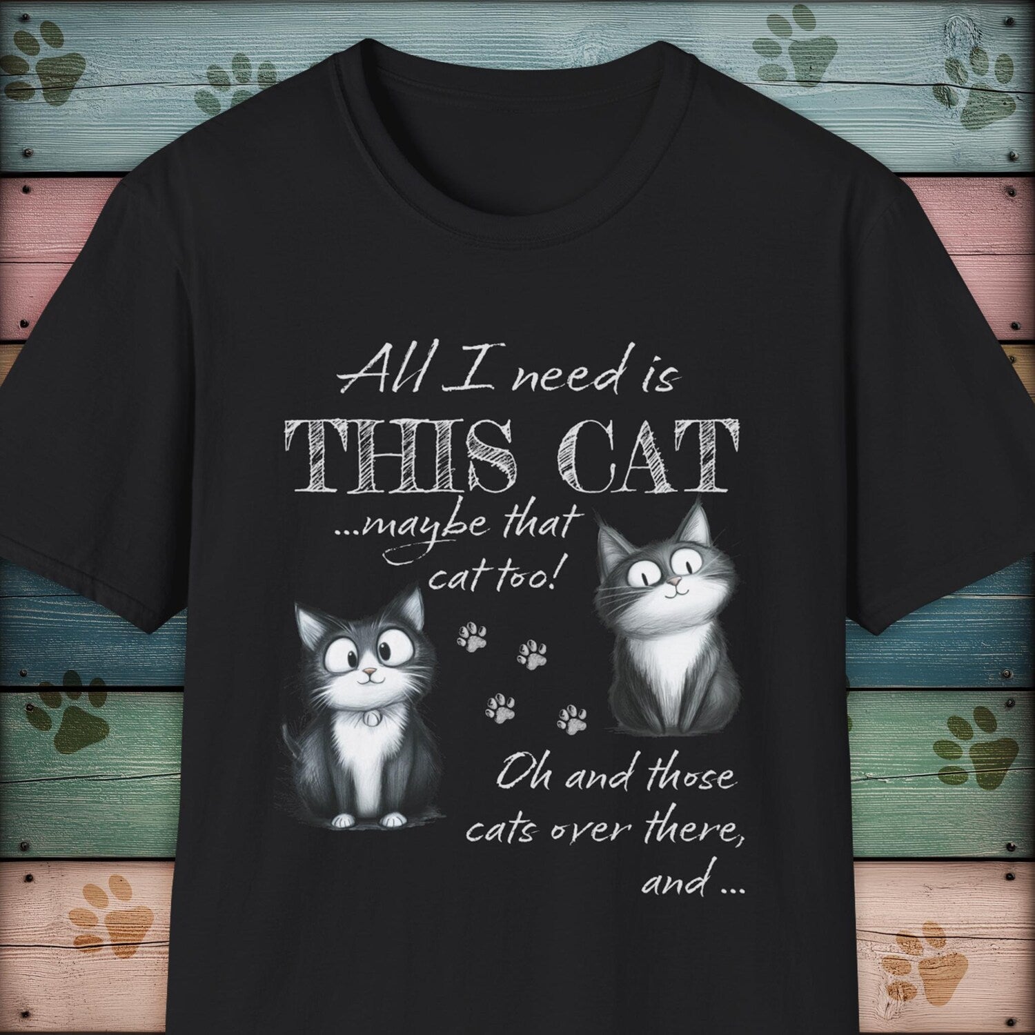 Cat Lover T-Shirt - Funny Feline Graphic with Paw Print Design Gift