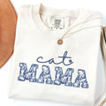 Blue Floral Cat Mama Shirt | Toile Animal Lover Tee | Comfort ColorsÂ® Mother's Day Gift