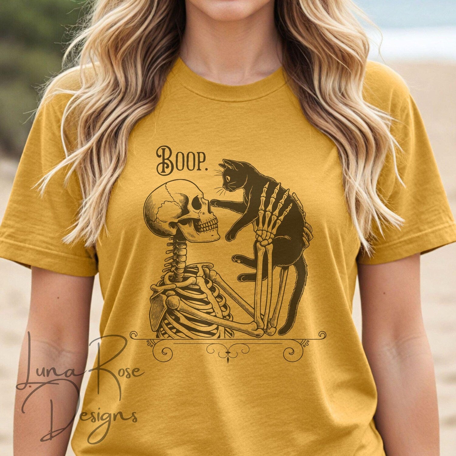 Cat Boop Skeleton Tee, Fun Graphic T-Shirt for Cat Lovers, Gift for Friends, Quirky Tee, Fun Gift for Her, Funny Cat Shirt, Funny Skeleton