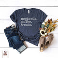Weekends Coffee and Cats T-shirt | Cat Lover Gift Tee | Cat Mom Dad Fur Mom Shirt
