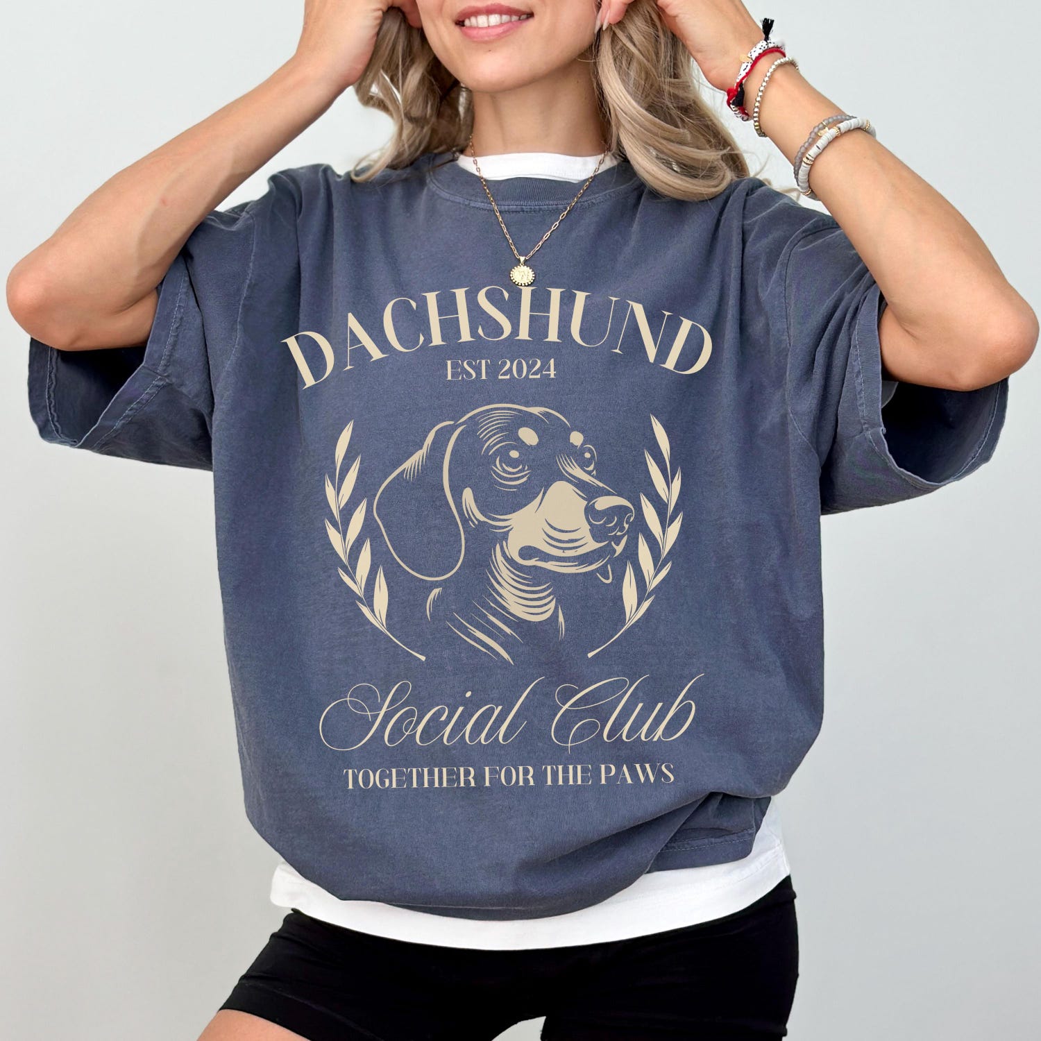 Custom Dachshund T-Shirt, Comfort Colors 1717 Tee, Social Club Personalized Year, Women's Shirt, Gift for Dog Lovers, Gift for Her