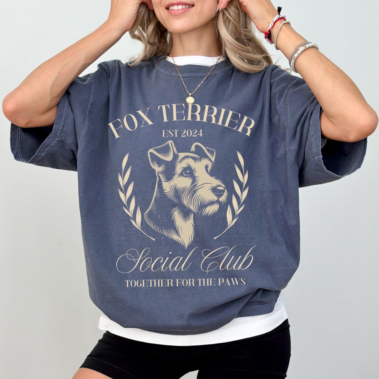 Custom Fox Terrier T-Shirt, Comfort Colors 1717 Tee, Social Club Personalized Year, Women's Shirt, Gift for Dog Lovers, Gift for Her
