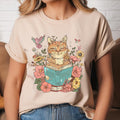 Cat Book Shirt, Floral Cat Shirt, Cat Lover T-shirt, Gift for Cat Lover, Gift for Book Lovers, Book Shirt, Bookish Shirt, Reading Shirt