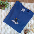 Cute Cat Book Embroidered Shirt | Book Lover Comfort Colors Tee | Gift for Cat Mom