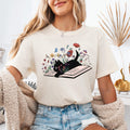 Floral Cat Shirt, Cute Cat Graphic Tee, Vintage Cat Mom Shirt, Aesthetic Cat Lover Gift