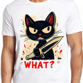 Murderous Black Cat With Knife Meme Shirt, Funny Gamer Cat Tee, Cult Movie Music Cat Lover Gift
