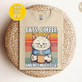 Cozy Cat with Coffee Mug T-Shirt, Cat's Coffee And Not Much Else T Shirt, Cute Cat Lover Shirt, Gift for Cat People, Cat Mom Gift  -AF006