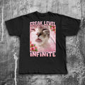 Freak Level Infinite Cat Meme T-Shirt | Brainrot Funny Cat Tee | Weird Cat Lover Gift