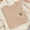 Cute Cat in a Box Embroidered T-Shirt: Lightweight Cotton, Unisex Fit