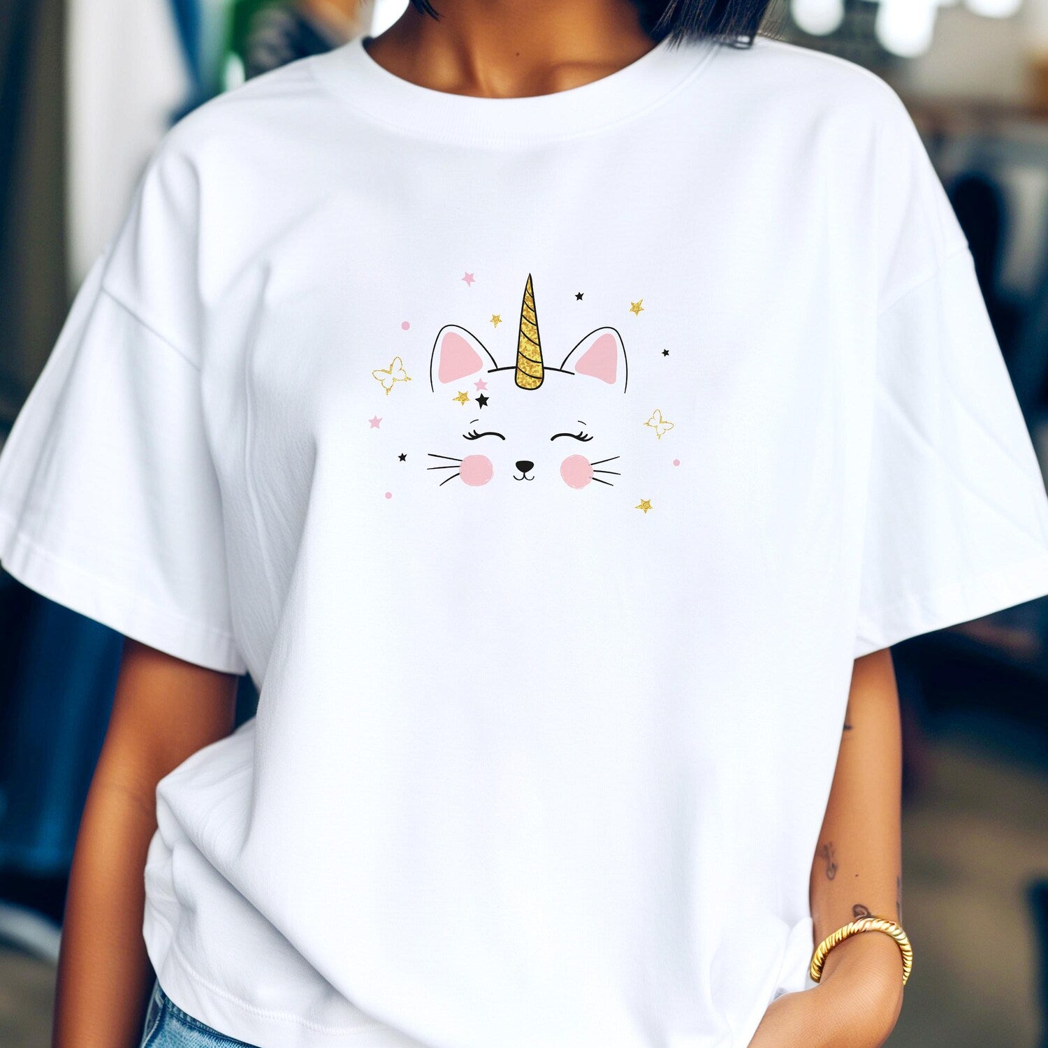Cat Lover Unicorn Tee, Caticorn, Cat Mom T-Shirt, Cat Lover Gift, Funny Kitty Graphic Top, Cat Owner Tee