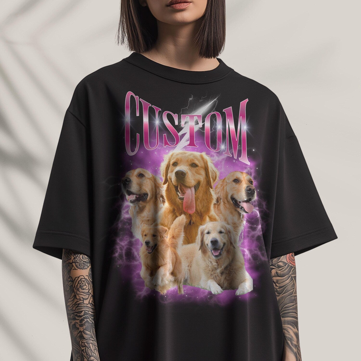 Custom Pet T-Shirt Bootleg Personalized 90s Bootleg Dog T-Shirt Retro Cat T-Shirt Vintage Bootleg Rap T-Shirt Pet