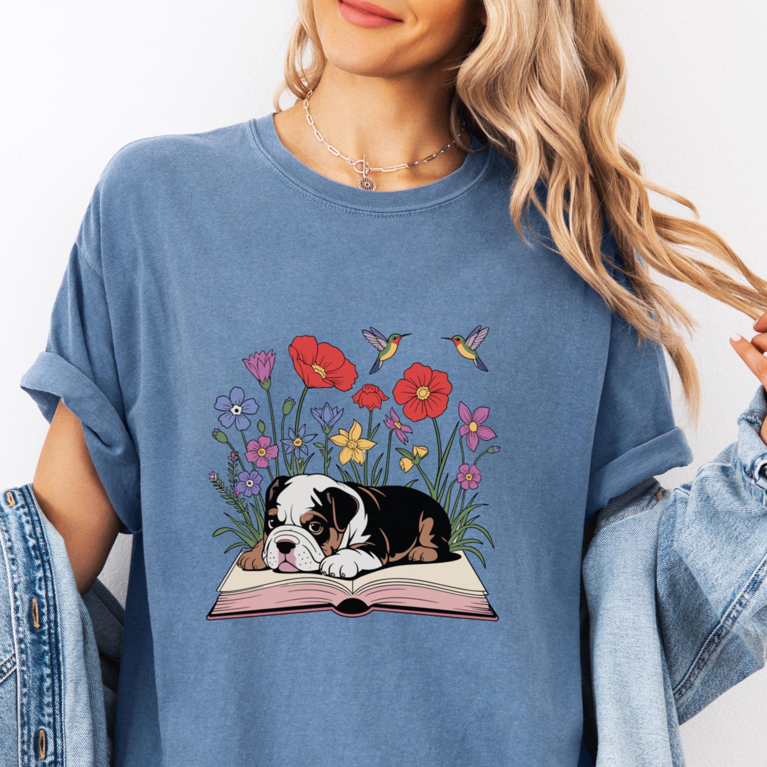 English Bulldog Floral  Shirt | Cute Dog Lover Gift for Her | Dog Mom T-Shirt | Perfect English Bulldog Book Tee