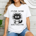 It's Fine I'm Fine Everything Is Fine Shirt, Cute Black Cat Tee, Sarcastic Cat Lover Gift Shirt