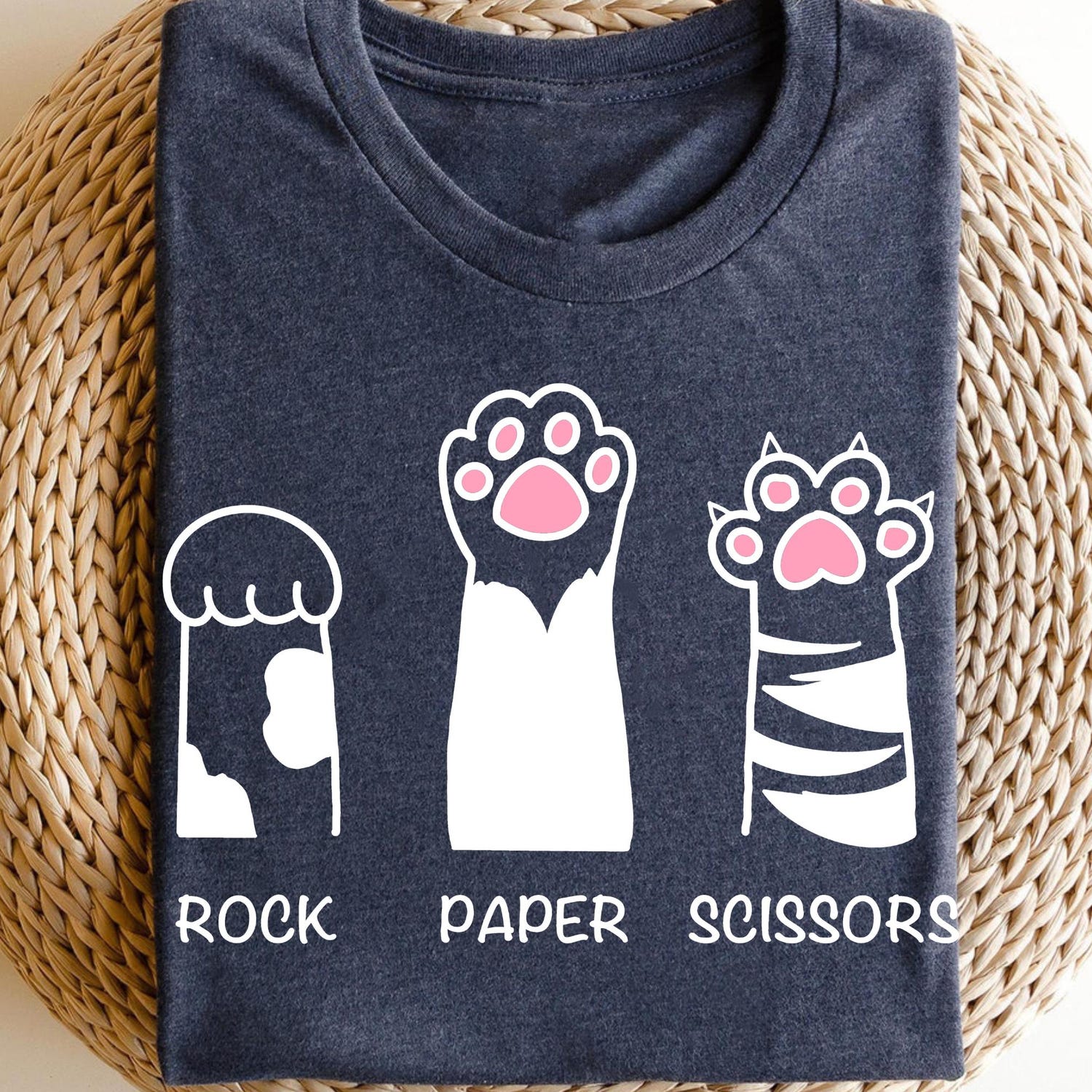 Rock Paper Scissors Shirt, Cat Paw Shirt, Christmas Shirt,  Funny Cat Shirt, Cat Lover Gift Shirt