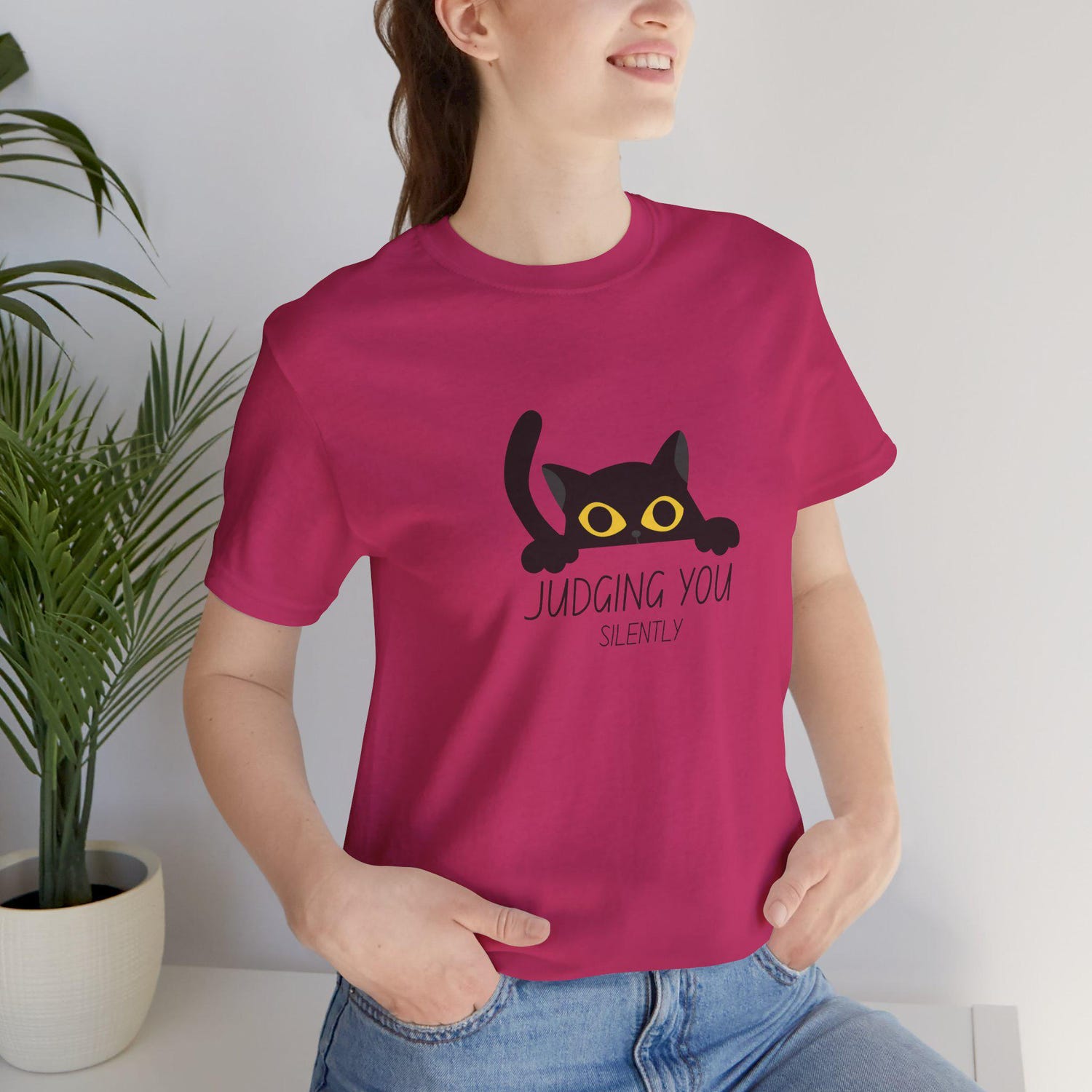 Funny Cat Shirt - 'Judging You Silently' Sarcastic Cat Lover Tee