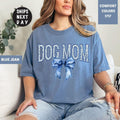 Comfort Colors Floral Dog Mom T-Shirt: Chinoiserie Blue Bow Shirt