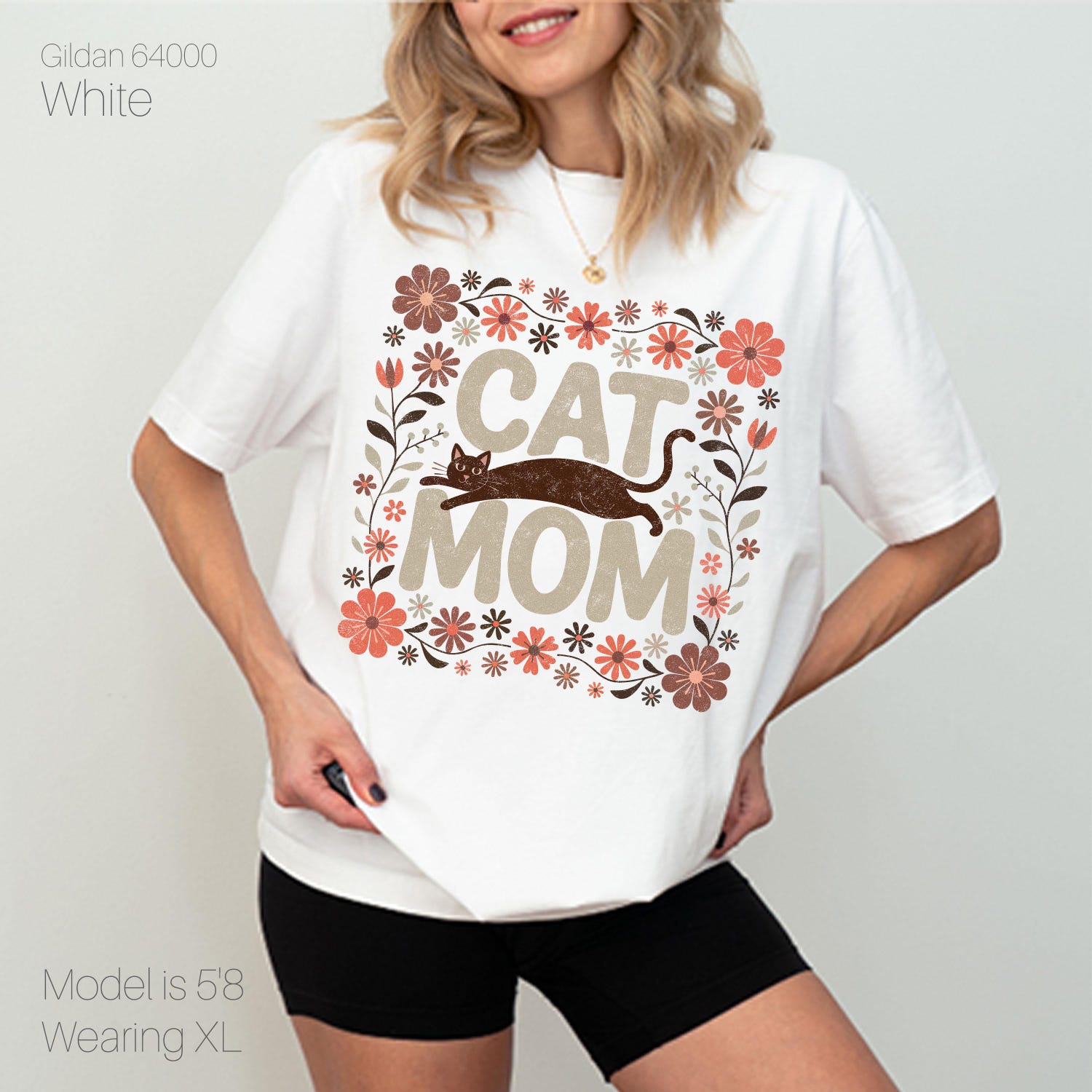 Cat Mom Mother's Day T-Shirt - Retro Boho Cat Lover Gift