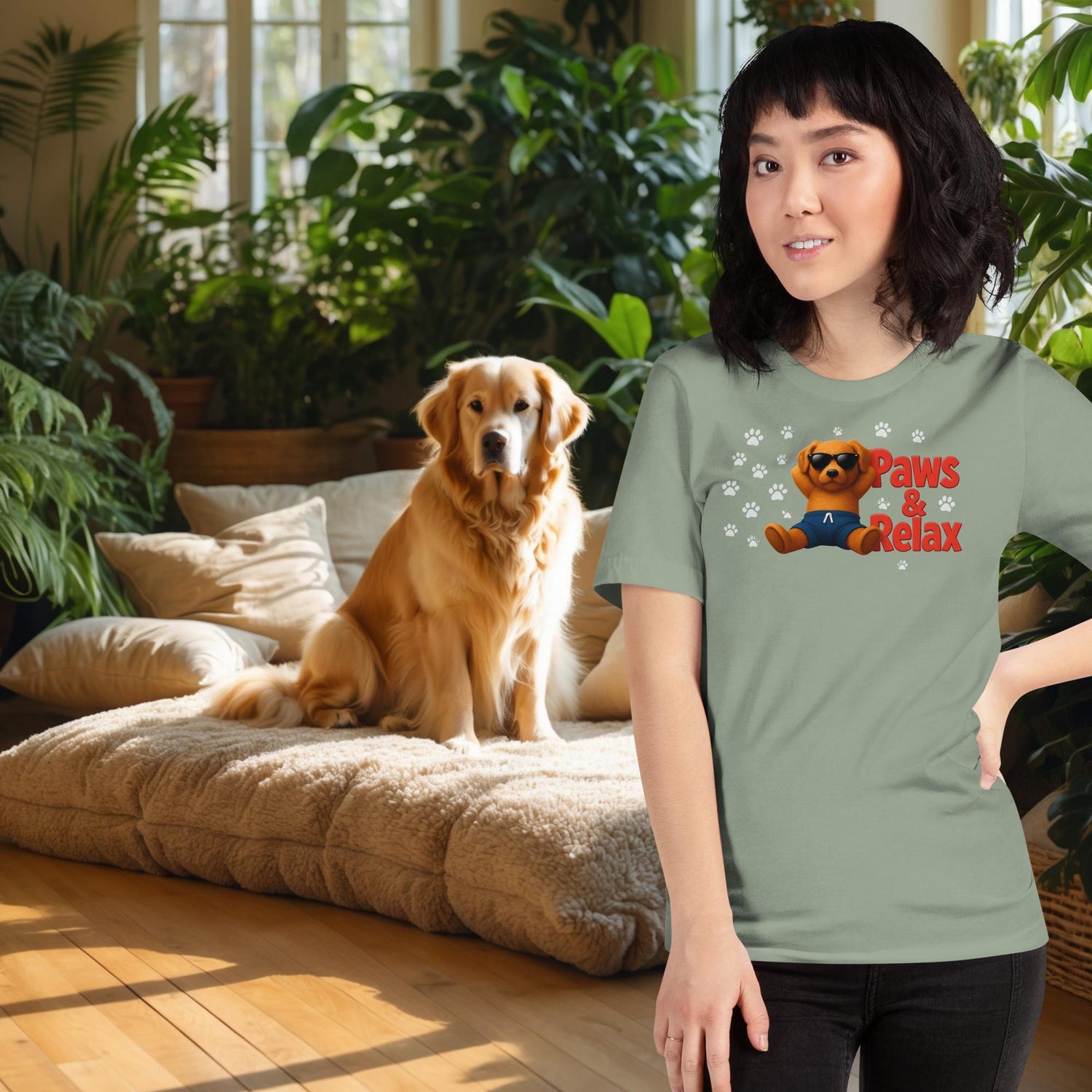 Paws & Relax Dog Mom T-Shirt â Funny Dog Lover Gift â Chill Pup Tee for Pet Parents