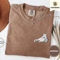 Cats, Coffee, and Books Swaggy Embroidered Cat, Comfort Colors Tee, Kitty Just Be Chilling Gift for Readers, Funny Shirt