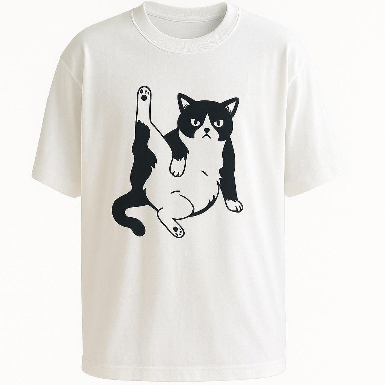 Stylish Feline Enthusiast Tee, Trendy Cat Lover T-Shirt for Everyday Wear, Cute Kitty Graphic Top