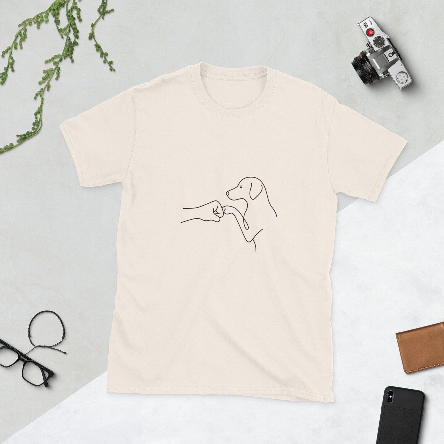 Dog Fist Bump T-Shirt: Minimalist Line Art Pet Lover Tee