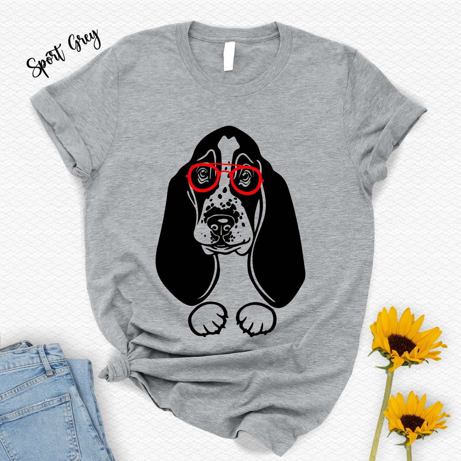 Basset Hound With Glasses T-Shirt: Animal Lover Tee