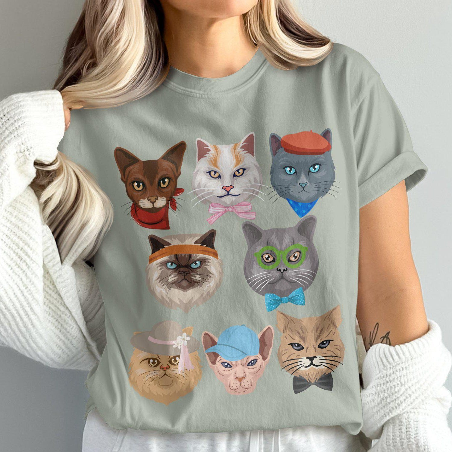 Fancy Cats Shirt - Cat Mom Tee, Cats in Hats for Cat Lovers