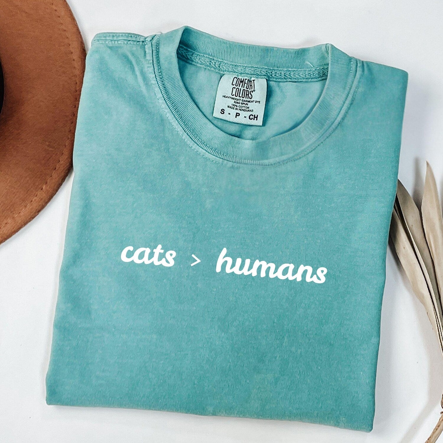 Comfort ColorsÂ® Cats > Humans Shirt, Funny Cat Lover Shirt, Cat Moms Shirt, Animal Lover Gift, Cat Mom Gift, Shirt for Cat Lovers
