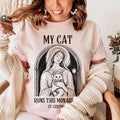 St. Gertrude Cat Lover T-Shirt, Catholic Saint Tee for Women, Religious Cat Art Gift Shirt