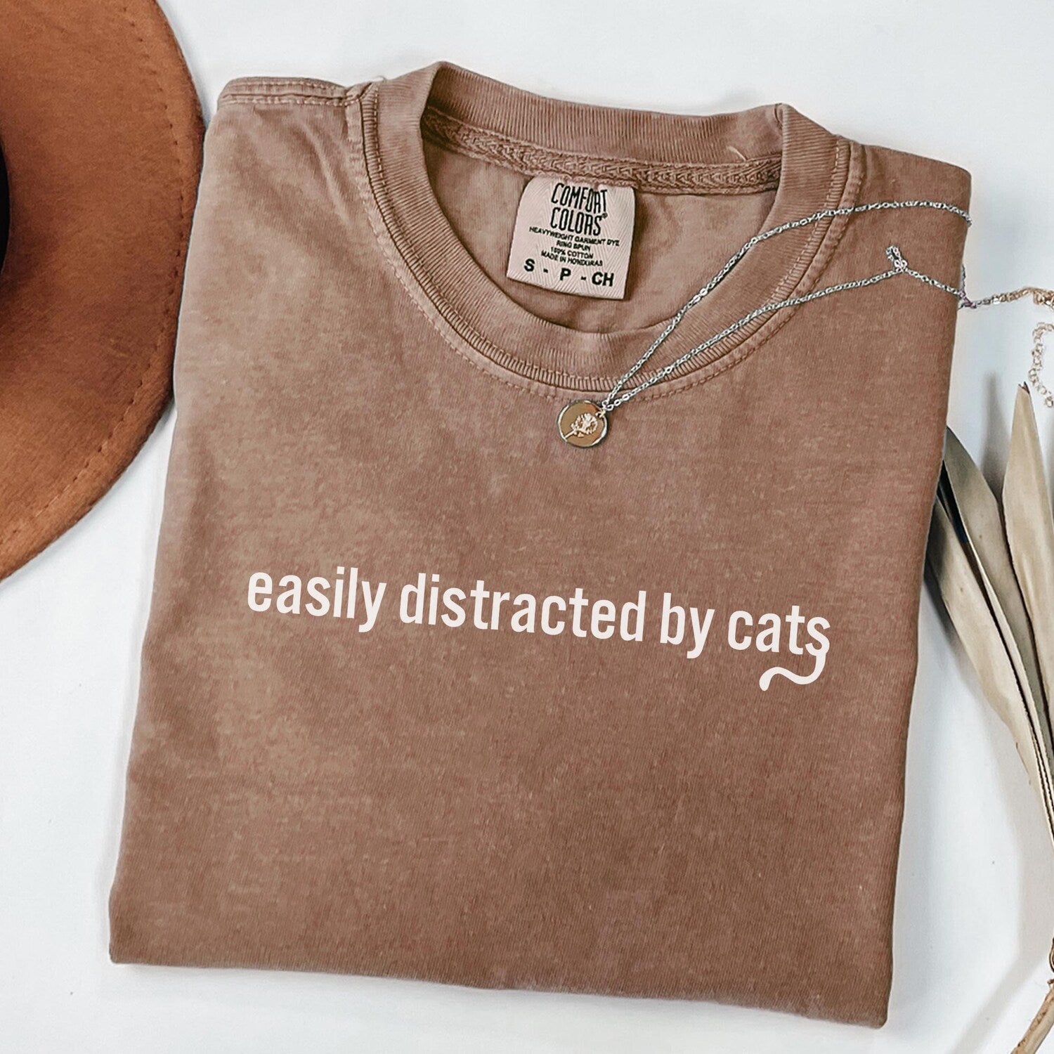 Comfort Colors Easily Distracted by Cats Shirt Lover Moms