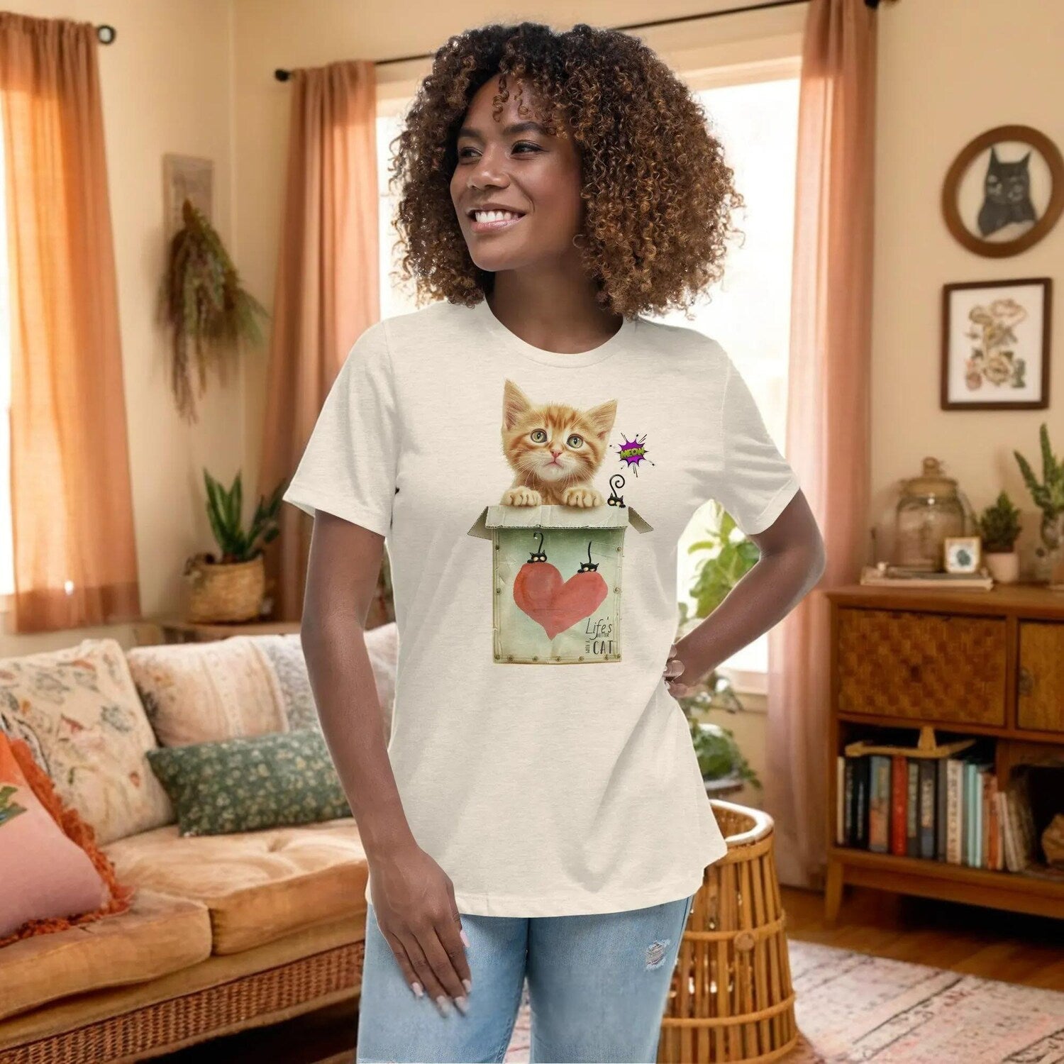 Cat Lover T-Shirt - Cute Cat Mom Gift for Her, Women's Apparel
