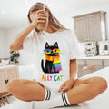 Rainbow Ally Cat T-Shirt: LGBTQ Pride, Cat Lover Gift