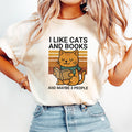 Cats Books & People Comfort Colors Shirt - Funny Cat Book Lover Tee
