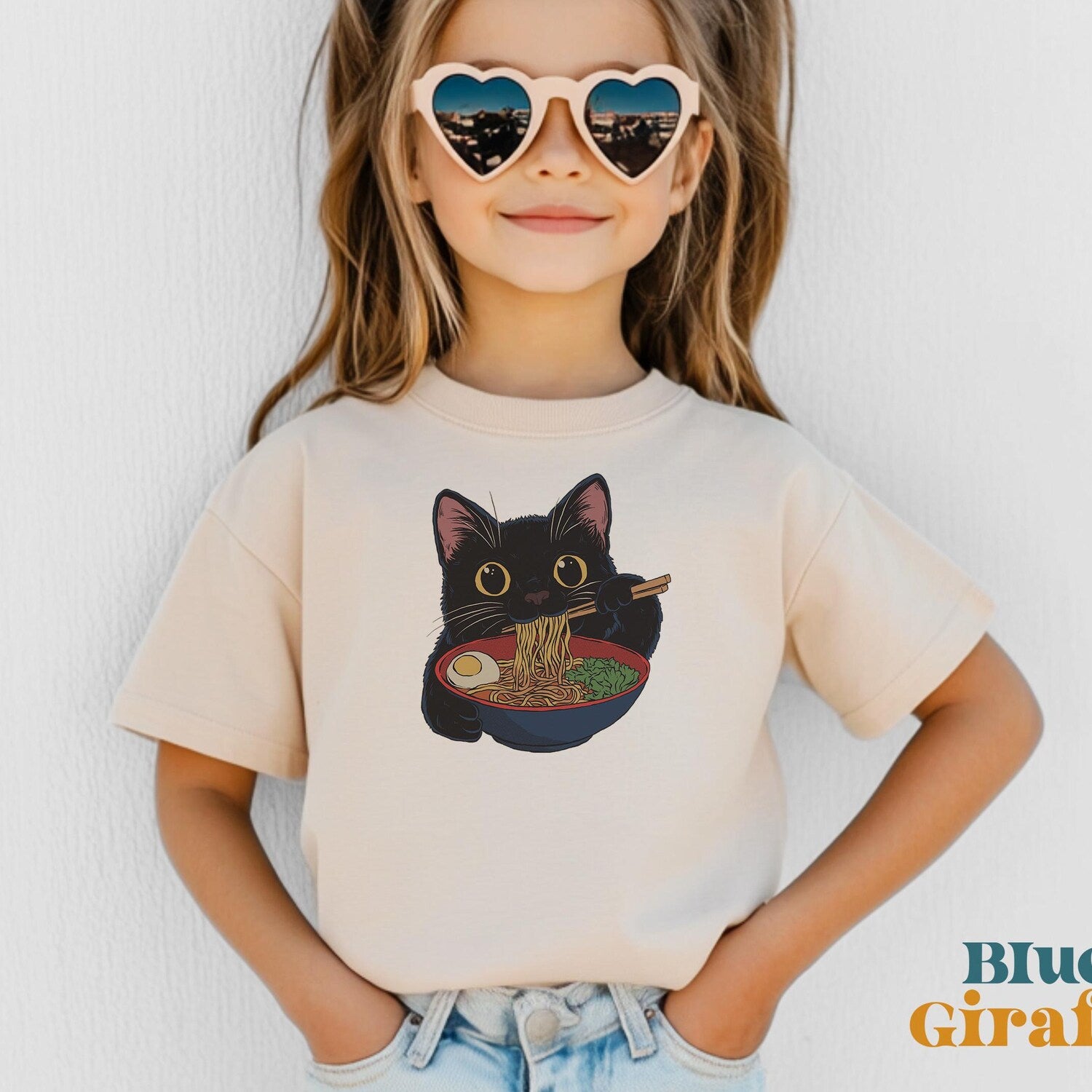 Ramen Cat Kids Shirt - Cat Lover Toddler Shirt - Ramen Lover Kids Shirt - Natural Toddler Shirt - Toddler Gift