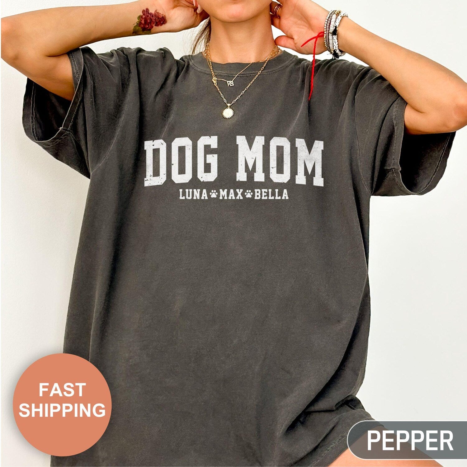 Comfort ColorsÂ® Custom Dog Mom Shirt With Dogs Names, Personalized Names Dog Mom Shirt, Retro Dog Lover Gifts, Dog Owner Tee, Dog Mom Gift