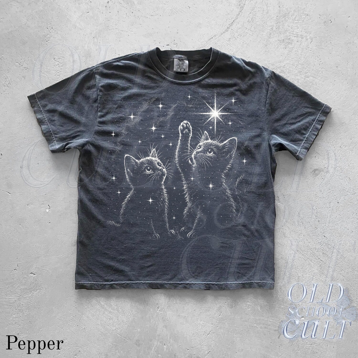 Galaxy Halftone Cat Tshirt Retro Kitten Comfort Colors Unisex Cotton